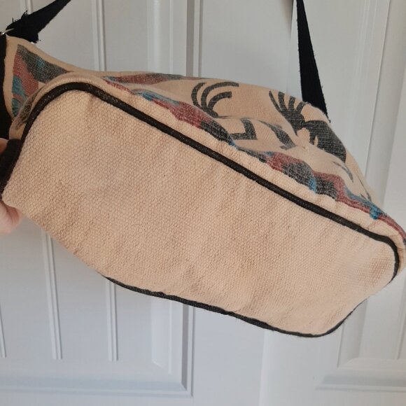 VTG 90's Kokopelli Southwestern Woven Bookbag Tote - Picture 8 of 12